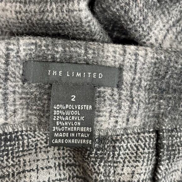 Vintage 90s The Limited Size 2 Gray Wool Plaid Maxi Pencil Skirt - Made in Italy - Picture 2 of 4